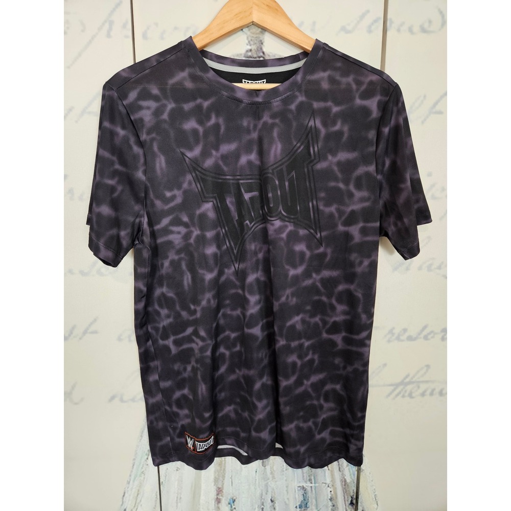 Tapout Mens Purple Black Marbled Graphic T-Shirt MMA WWE Training Gym Large 8461